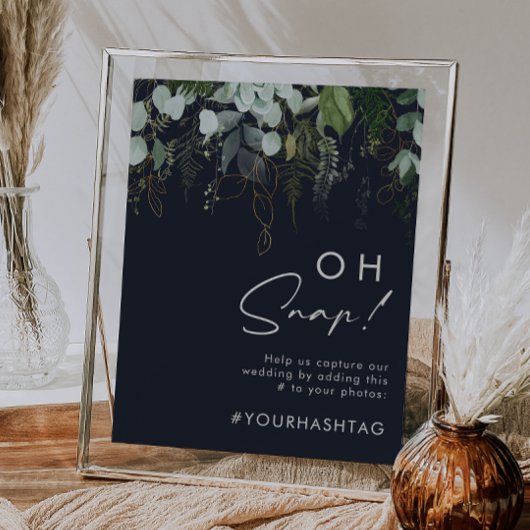 Groen en Goud blad | Donker Marineblauw Oh Snap Ha Poster