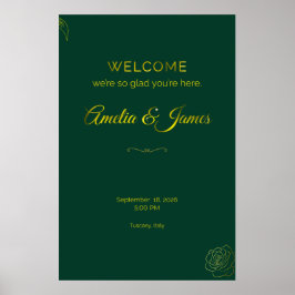 Groen en Goud blad Trouw Welkom Bord Poster