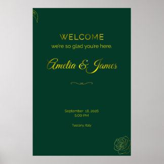 Groen en Goud blad Trouw Welkom Bord Poster