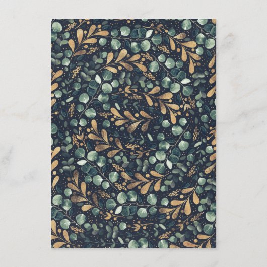 Groen en Goud Blauw Bruiloft Informatie Gast Informatiekaartje (Achterkant)