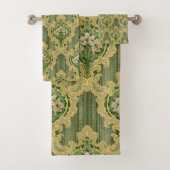 Groen en Goud Bloemen Bad Handdoek (Insitu)
