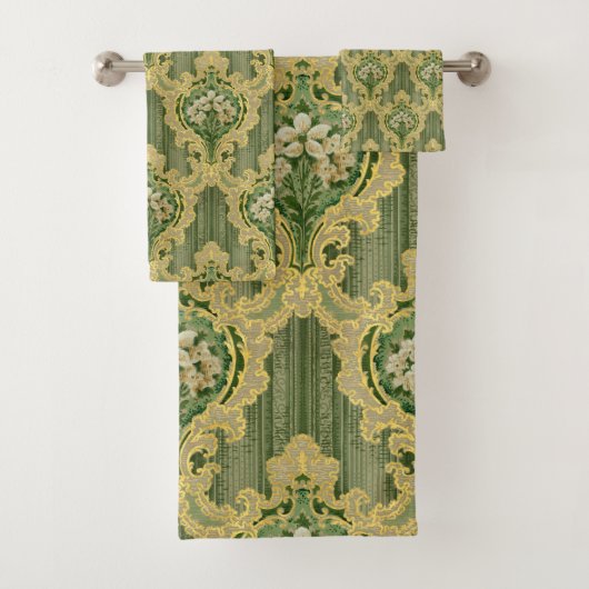 Groen en Goud  Bloemen Bad Handdoek (Insitu)