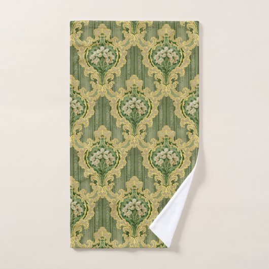 Groen en Goud  Bloemen Bad Handdoek (Handdoek)