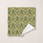 Groen en Goud  Bloemen Bad Handdoek (Wasdoekje)