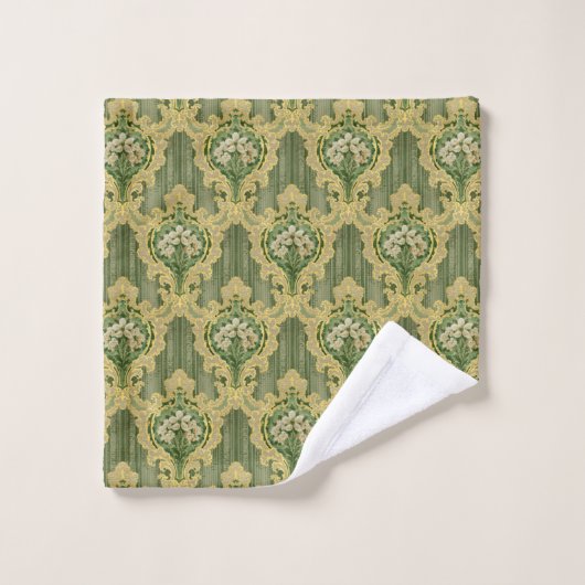 Groen en Goud Bloemen Bad Handdoek (Wasdoekje)