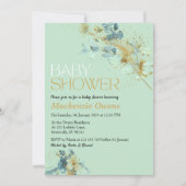  Groen en Goud Bloemen Blush Baby shower Kaart (Voorkant)