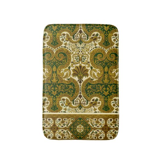  groen en goud bloemenpatroon badmat (Voorkant Verticaal)