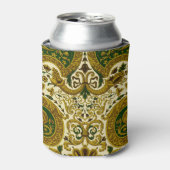 groen en goud bloemenpatroon blikjeskoeler (Blikje Voorkant)