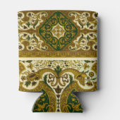 groen en goud bloemenpatroon blikjeskoeler (Achterkant)