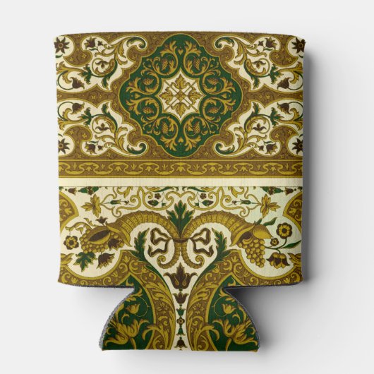  groen en goud bloemenpatroon blikjeskoeler (Achterkant)