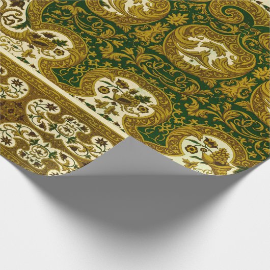 groen en goud bloemenpatroon cadeaupapier (Hoek)