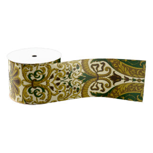 groen en goud bloemenpatroon grosgrain lint