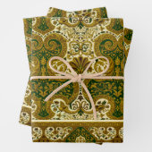 groen en goud bloemenpatroon inpakpapier vel (In situ)