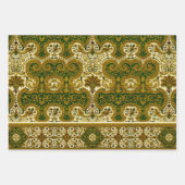 groen en goud bloemenpatroon inpakpapier vel (Voorkant)