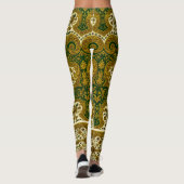 groen en goud bloemenpatroon leggings (Achterkant)