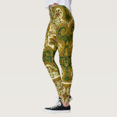 groen en goud bloemenpatroon leggings (Links)