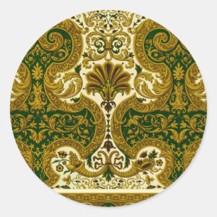  groen en goud bloemenpatroon ronde sticker