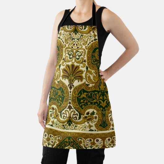groen en goud bloemenpatroon schort (Insitu)