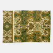  groen en goud bloemenpatroon theedoek (Horizontaal)