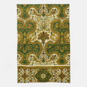  groen en goud bloemenpatroon theedoek (Verticaal)