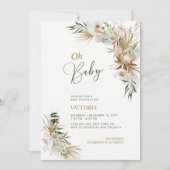 Groen en goud Boho Botanical Oh Baby shower Kaart (Voorkant)