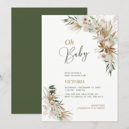 Groen en goud Boho Botanical Oh Baby shower Kaart