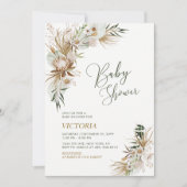 Groen en goud Boho Botanisch Baby shower Kaart (Voorkant)