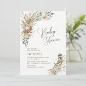 Groen en goud Boho Botanisch Baby shower Kaart (Staand voorkant)