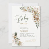 Groen en goud Boho Botanische Baby Sprinkle Kaart (Voorkant)