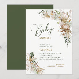 Groen en goud Boho Botanische Baby Sprinkle Kaart