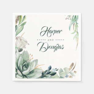 Groen en Goud Botanische Elegante Huwelijk Servet