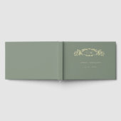 Groen en Goud botanische kam monogram bruiloft Gastenboek (Volledig)