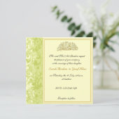 Groen en goud Brocade Muslim bruiloft Kaart (Staand voorkant)