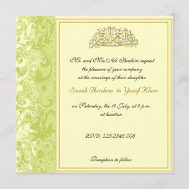 Groen en goud Brocade Muslim bruiloft Kaart