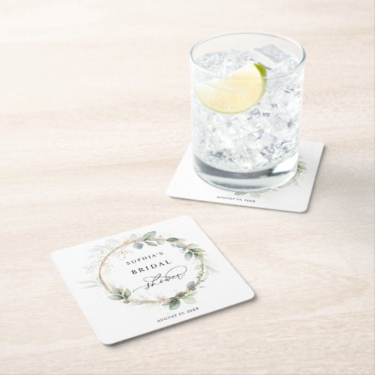 Groen en Goud Bruidsdiner Kartonnen Onderzetters (Insitu)