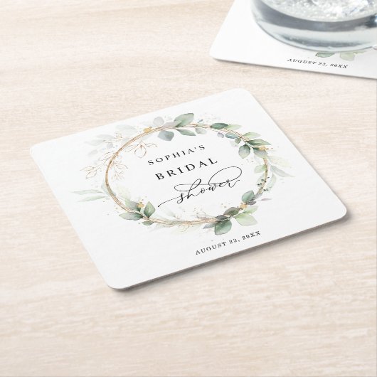 Groen en Goud Bruidsdiner Kartonnen Onderzetters (Schuin)