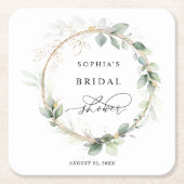 Groen en Goud Bruidsdiner Kartonnen Onderzetters (Voorkant)