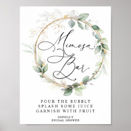 Groen en Goud Bruidsdiner Mimosa Bar Poster