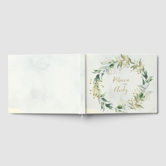 Groen en goud bruiloft gastenboek (Volledig)
