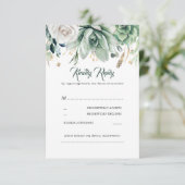 Groen en goud Bruiloft RSVP Kaartje (Staand voorkant)