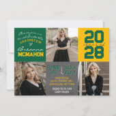 Groen en Goud Chalkboard 3 Foto Afstuderen Kaart (Voorkant)