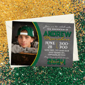 Groen en Goud Chalkboard Afstuderen Invitation Kaart