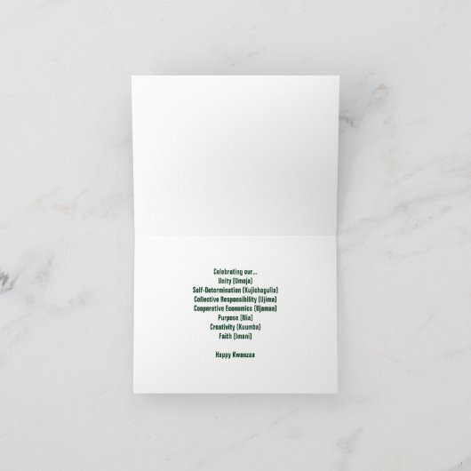 Groen en Goud Chevron Print "Happy Kwanzaa" Kaart (Binnen)