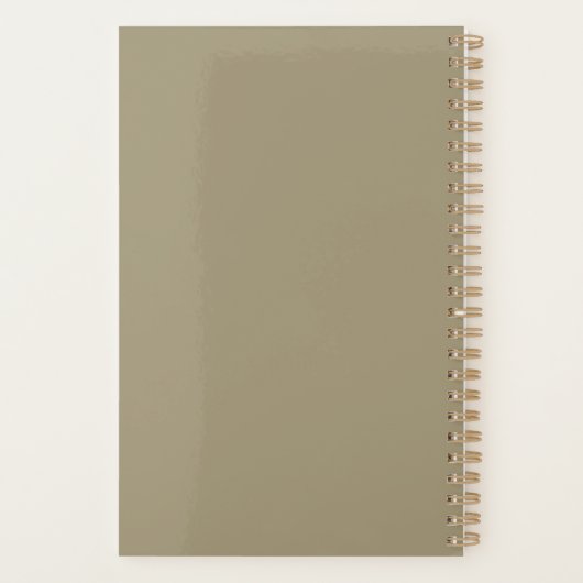 Groen en Goud Damast Grote Print Planner (Achterkant)