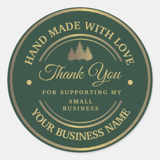 Groen en goud | dank u klassieke ronde sticker (Voorkant)
