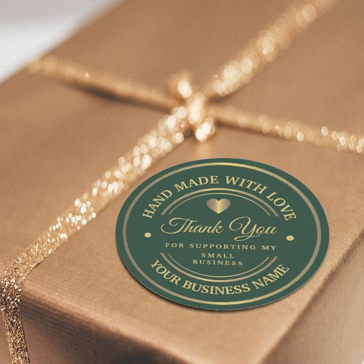 Groen en goud | dank u klassieke ronde sticker