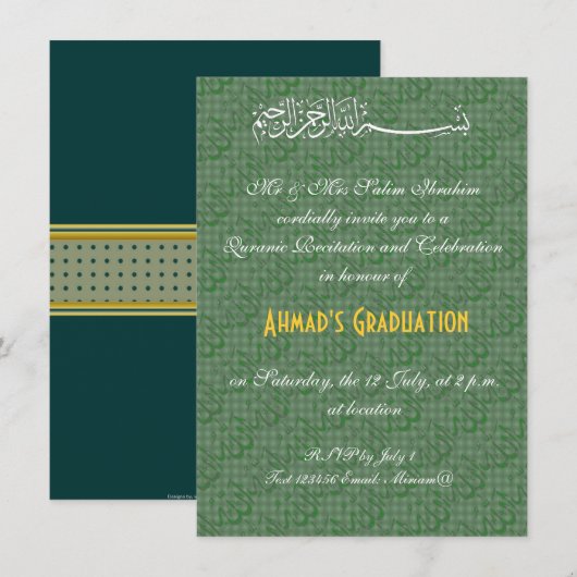 Groen en goud De moslimviering van Allah Kaart (Voorkant / Achterkant)