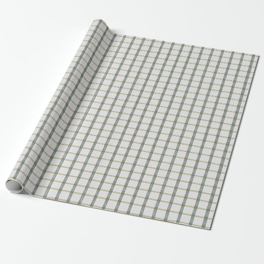 Groen en Goud Eenvoudig Plaid Cadeaupapier (Uitgerold)