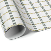 Groen en Goud Eenvoudig Plaid Cadeaupapier (Rol Hoek)