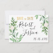 Groen en goud Eenvoudige bruiloft Save the Date (Voorkant)